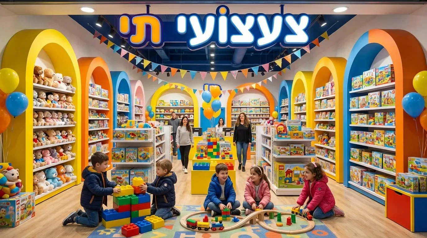 חנות צעצועים קסומה עם ילדים משחקים
